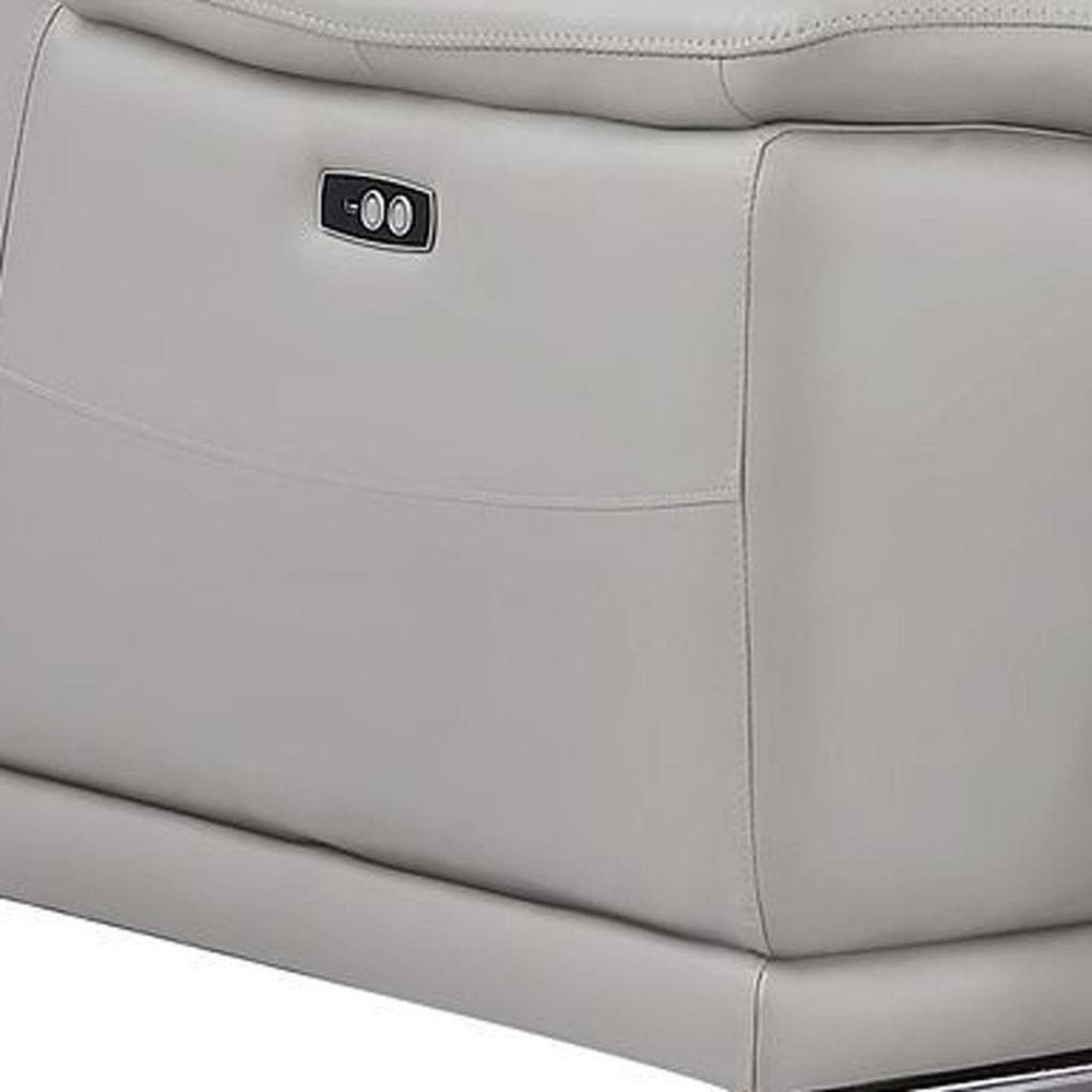 Two Piece Ash Gray Genuine Leather Five Person Seating Set