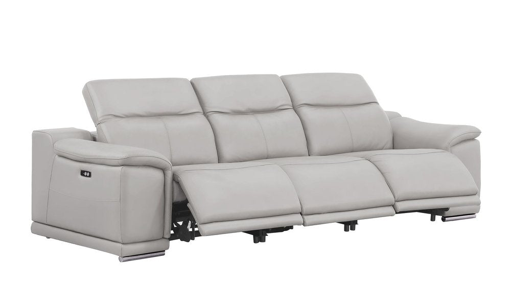 Two Piece Ash Gray Genuine Leather Five Person Seating Set