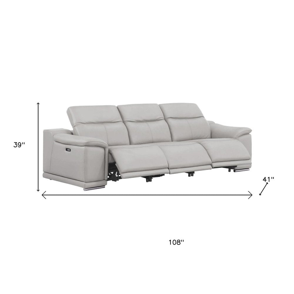 Two Piece Ash Gray Genuine Leather Five Person Seating Set