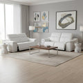 Three Piece White Genuine Leather Six Person Seating Set