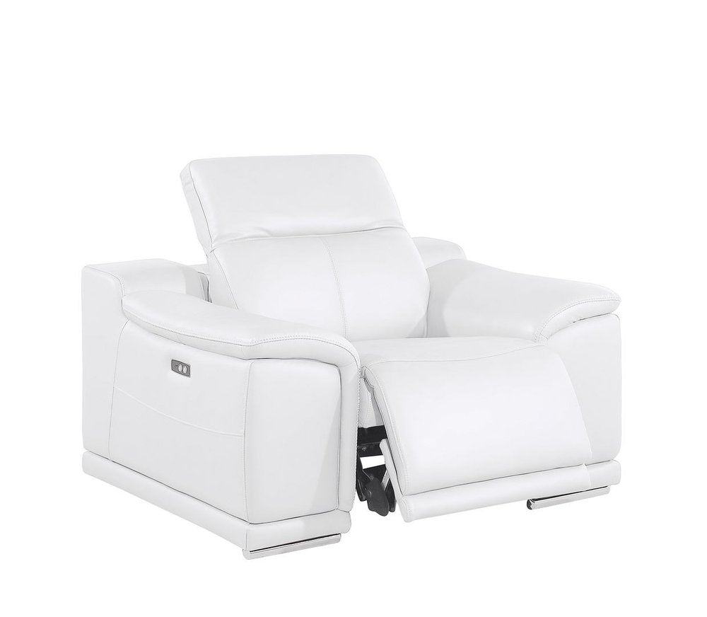 Three Piece White Genuine Leather Six Person Seating Set