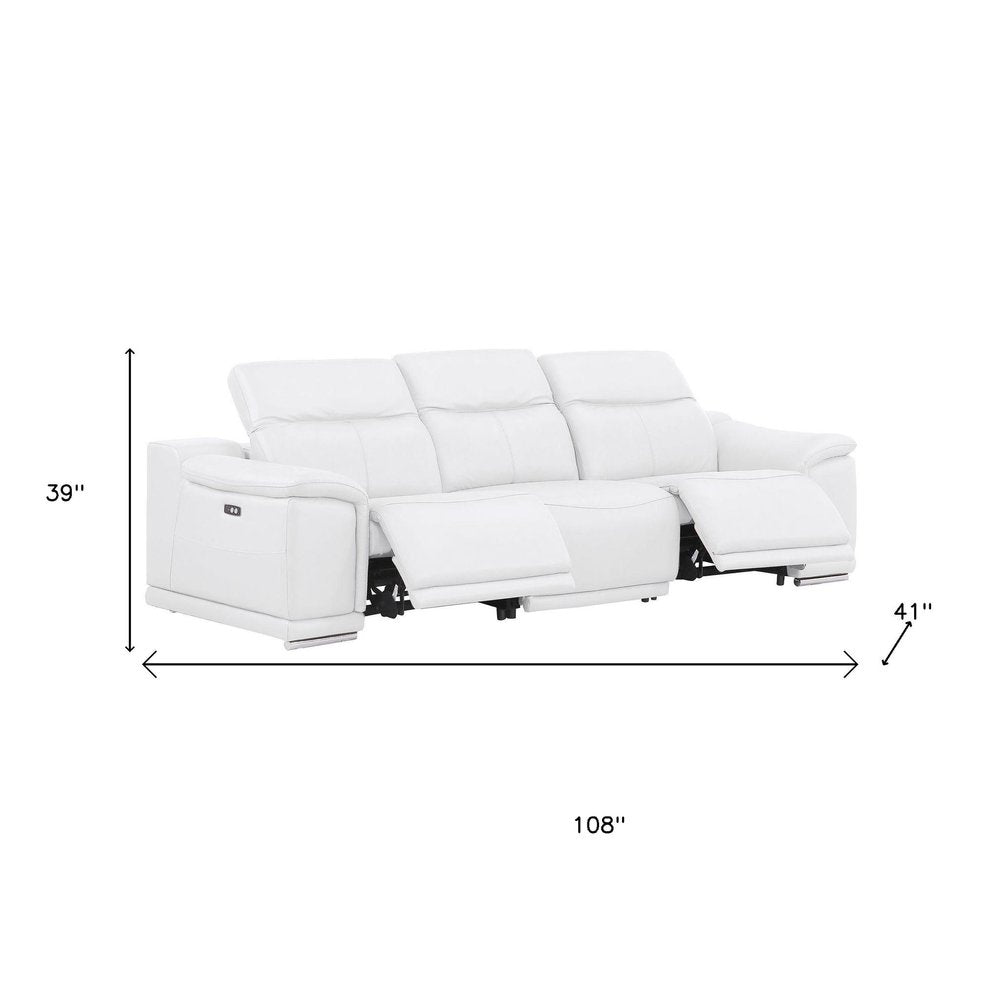 Three Piece White Genuine Leather Six Person Seating Set