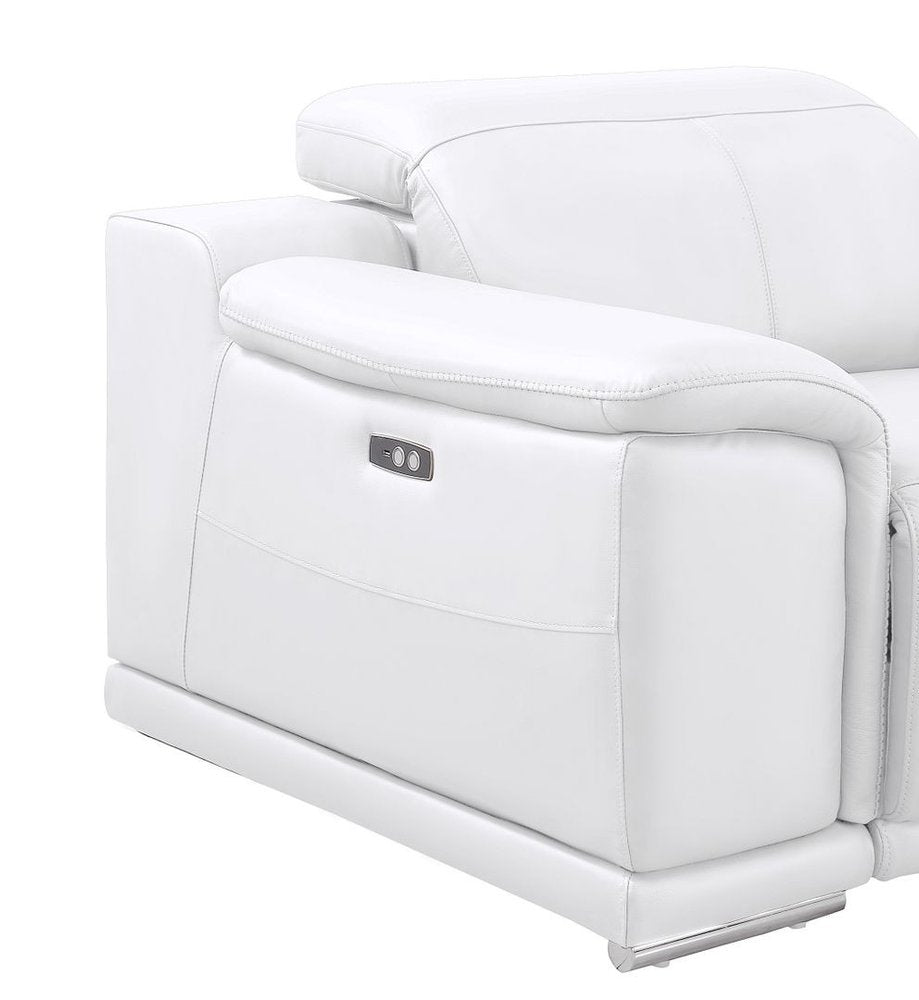 Three Piece White Genuine Leather Five Person Seating Set
