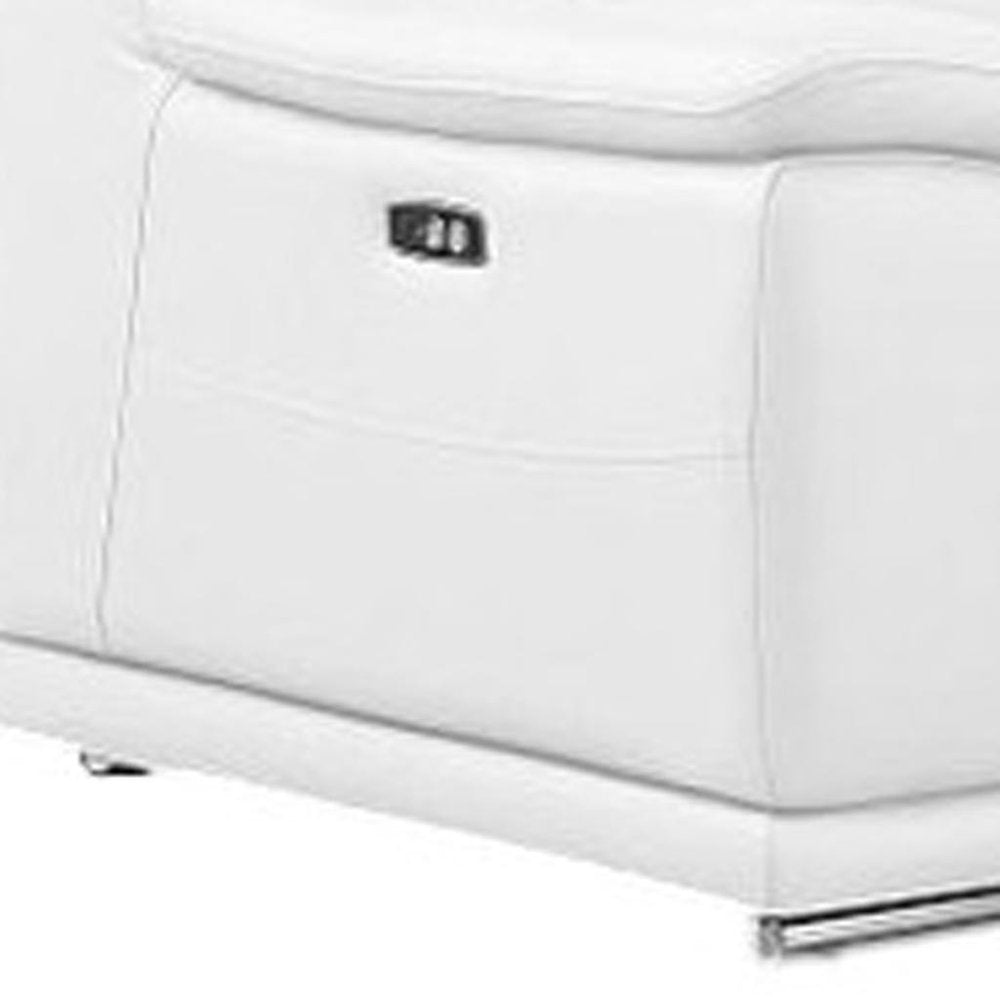 White Leather Modular L Shaped Seven Piece Corner Sectional With Console - SKU 643899
