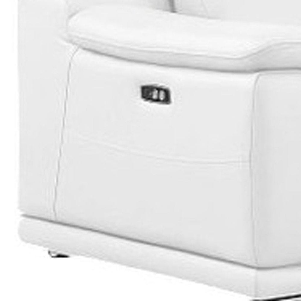 White Leather Modular L Shaped Seven Piece Corner Sectional With Console - SKU 643905