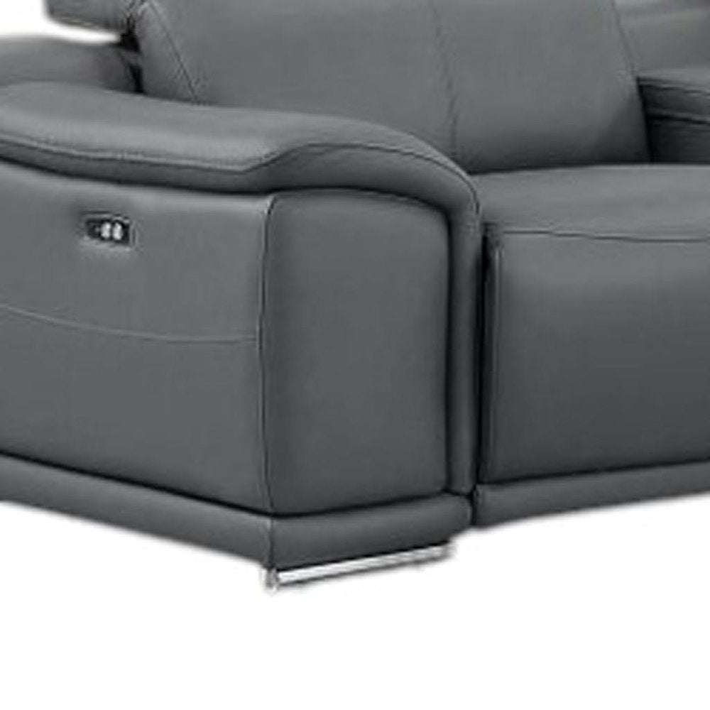 Ash Gray Leather Modular L Shaped Eight Piece Corner Sectional With Console
