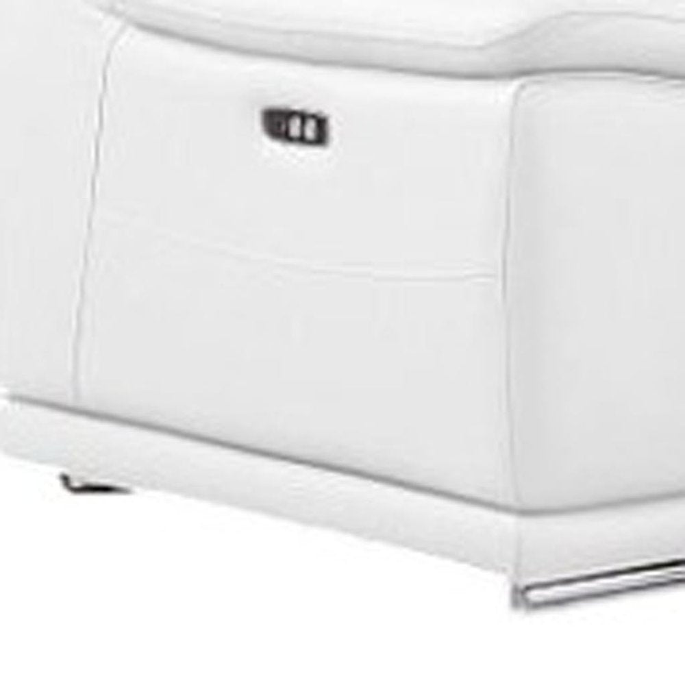 White Leather Modular L Shaped Eight Piece Corner Sectional With Console - 39.00" H x 152.50" W x 41.00" D
