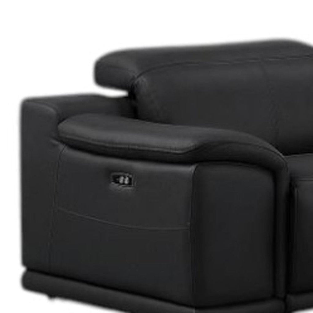 Black Leather Modular L Shaped Eight Piece Corner Sectional With Console