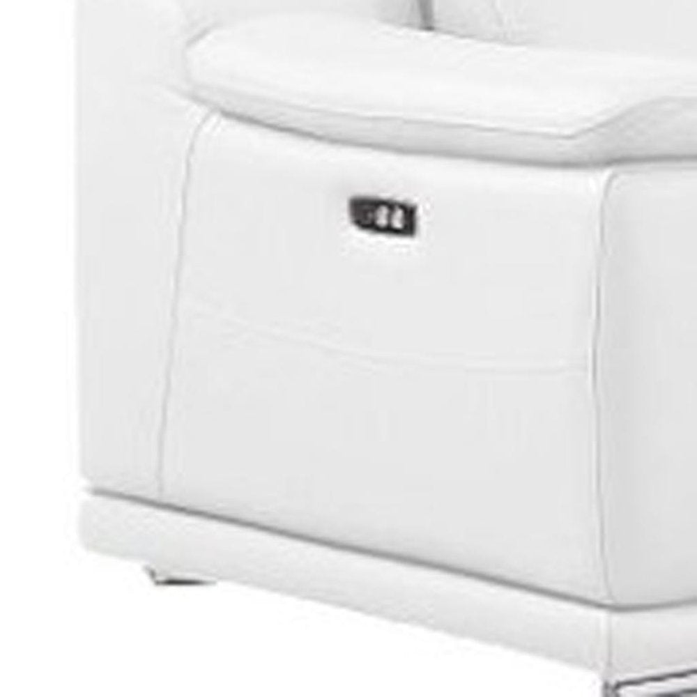 White Leather Modular L Shaped Eight Piece Corner Sectional With Console - 39.00" H x 153.00" W x 41.00" D