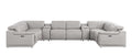 Ash Gray Leather Power Reclining U Shaped Eight Piece Corner Sectional With Console