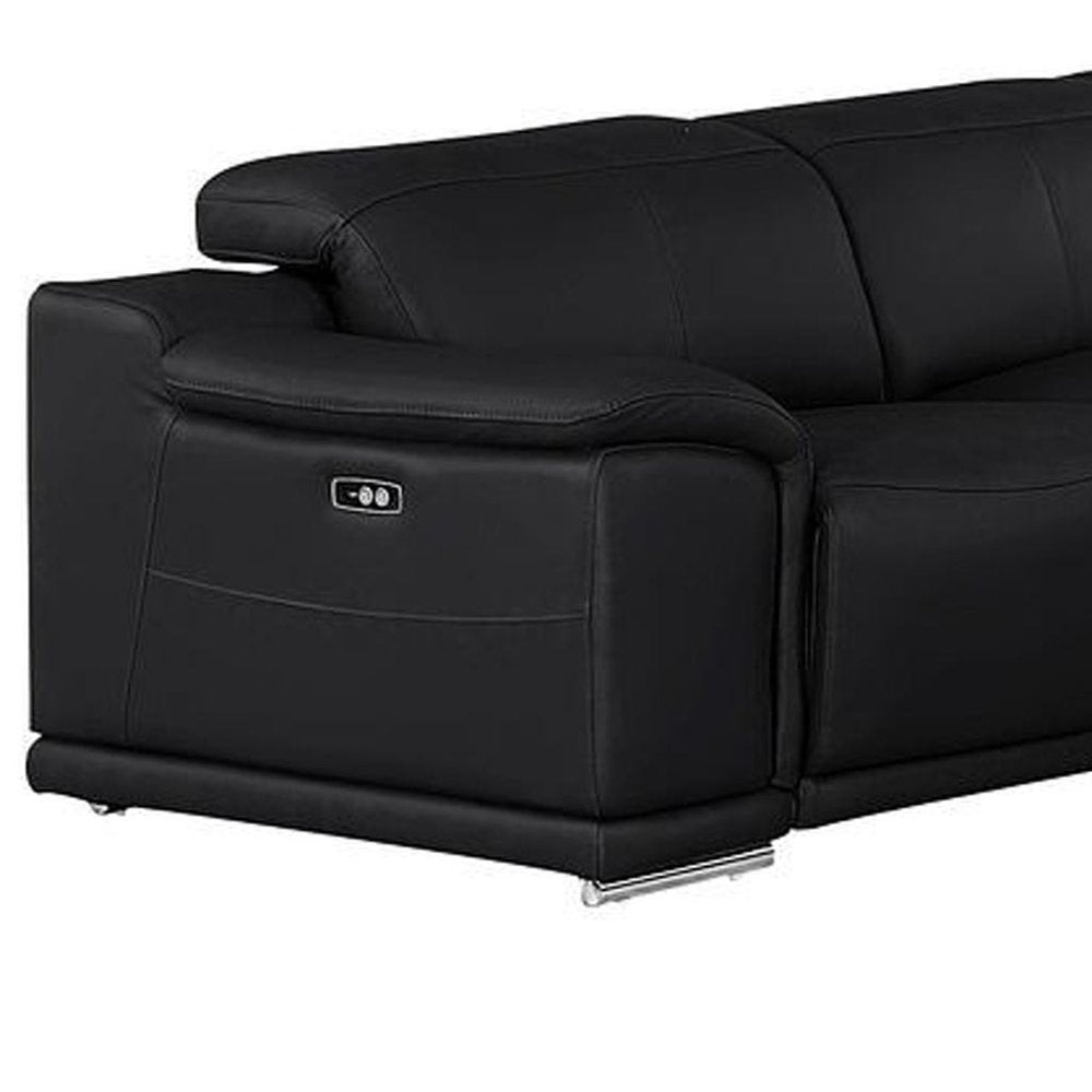 Black Leather Power Reclining U Shaped Ten Piece Corner Sectional With Console