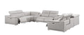 Ash Gray Leather Power Reclining U Shaped Ten Piece Corner Sectional With Console