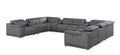 Battleship Gray Leather Power Reclining U Shaped Twelve Piece Corner Sectional With Console