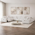 White Leather Power Reclining U Shaped Twelve Piece Corner Sectional With Console