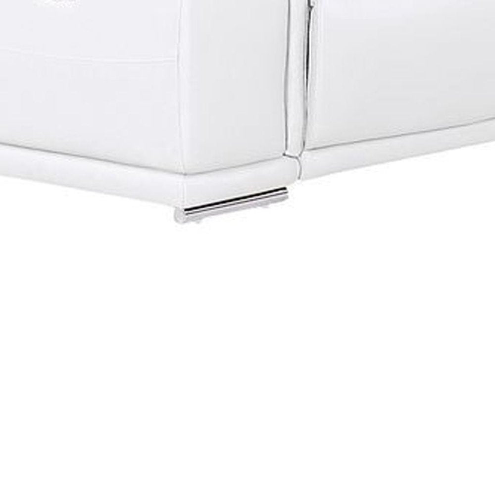 White Leather Power Reclining U Shaped Twelve Piece Corner Sectional With Console on a white background