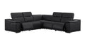 Black Leather Power Reclining L Shaped Five Piece Corner Sectional