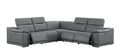 Battleship Gray Leather Power Reclining L Shaped Five Piece Corner Sectional