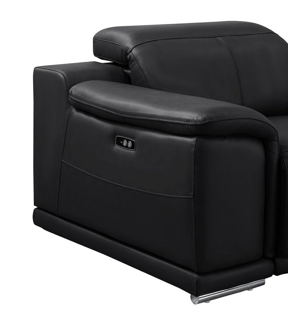 Black Leather Power Reclining U Shaped Eight Piece Corner Sectional