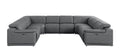 Battleship Gray Leather Power Reclining U Shaped Eight Piece Corner Sectional