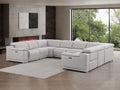 Ash Gray Leather Power Reclining U Shaped Eight Piece Corner Sectional
