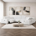 White Leather Power Reclining U Shaped Eight Piece Corner Sectional