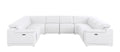 White Leather Power Reclining U Shaped Eight Piece Corner Sectional on a white background