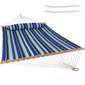 Light Blue And Dark Blue Striped Double Hammock on a white background
