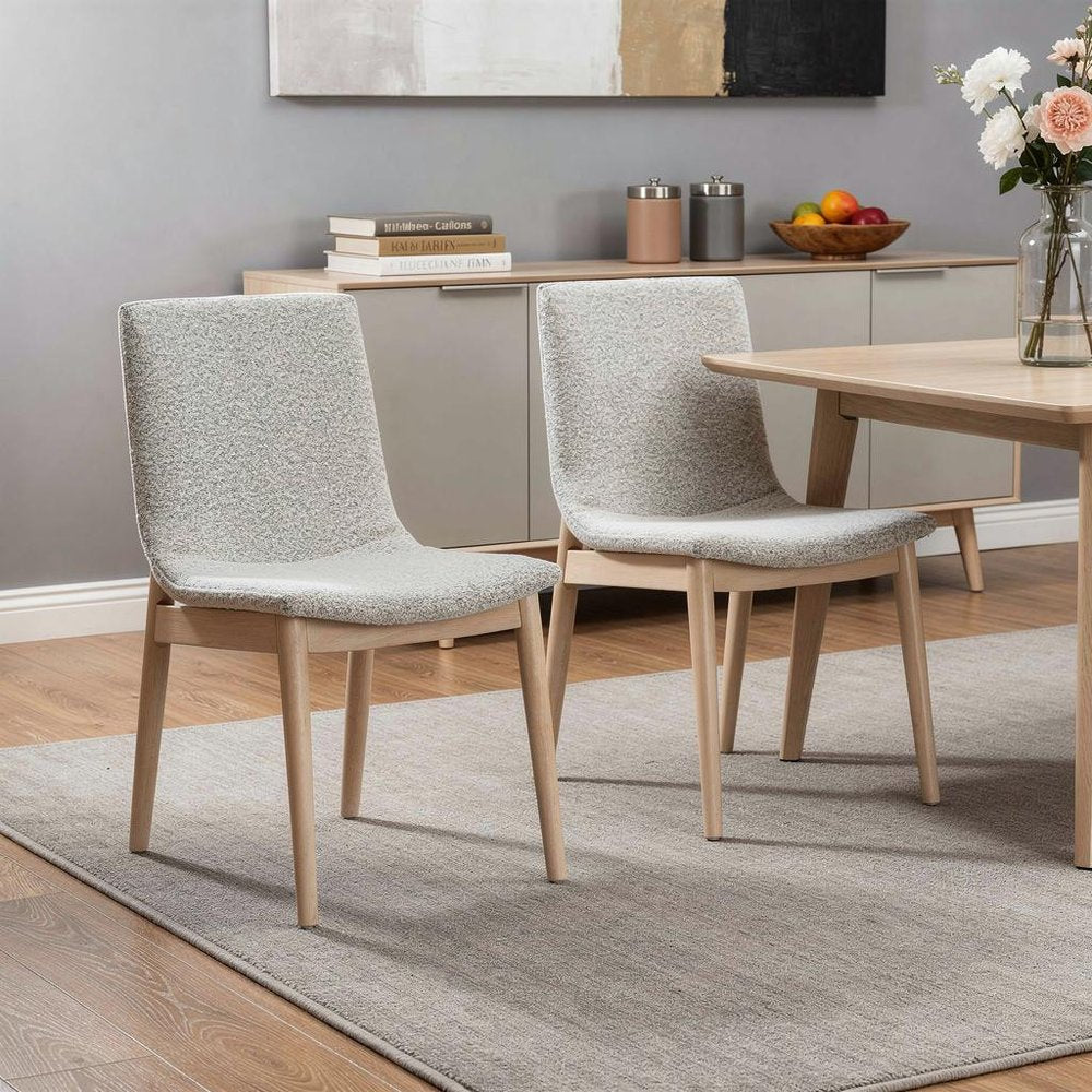 Set of Two White Upholstered Dining Side Chairs