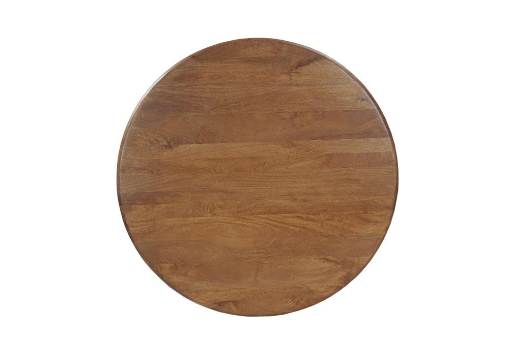 Five Piece Brown Round Solid Wood Dining Set with Four Chairs
