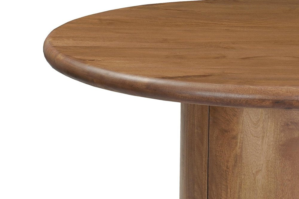 Five Piece Brown Round Solid Wood Dining Set with Four Chairs