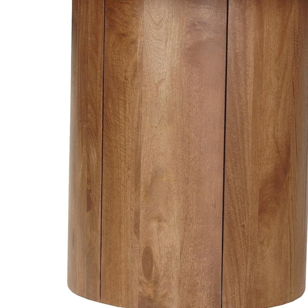 Five Piece Brown Round Solid Wood Dining Set with Four Chairs