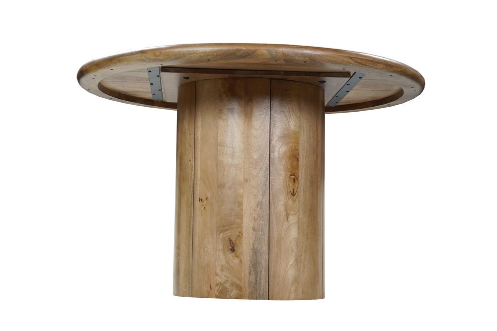 Five Piece Brown Round Solid Wood Dining Set with Four Chairs