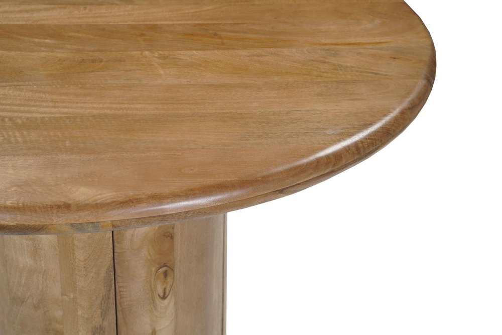 Five Piece Brown Round Solid Wood Dining Set with Four Chairs