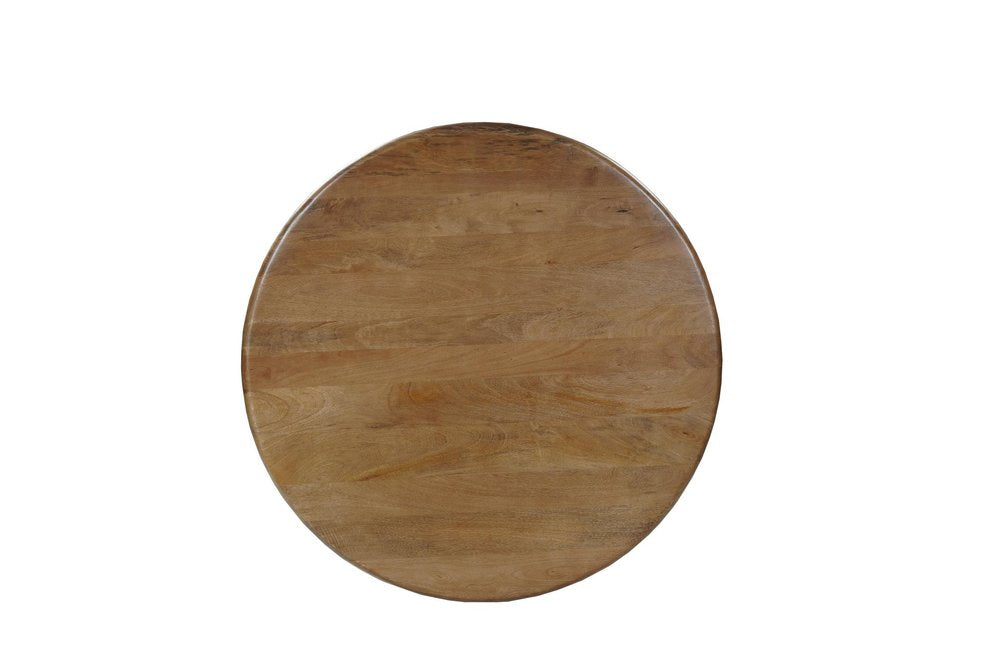 Five Piece Brown Round Solid Wood Dining Set with Four Chairs