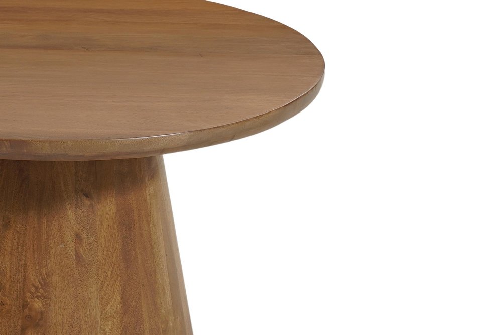 Five Piece Brown Round Solid Wood Dining Set with Four Chairs