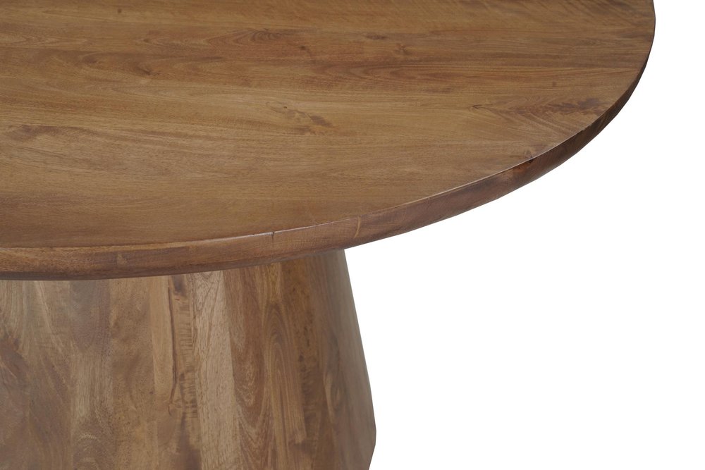 Five Piece Brown Round Solid Wood Dining Set with Four Chairs