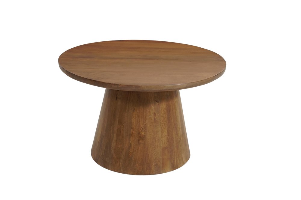 Five Piece Brown Round Solid Wood Dining Set with Four Chairs