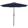 9' Dark Blue Polyester Octagonal Tilt Market Patio Umbrella on a white background