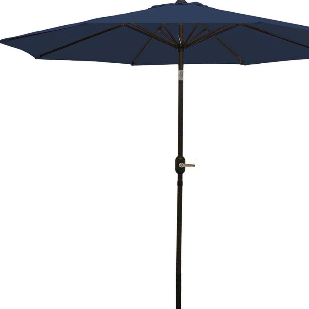 9' Dark Blue Polyester Octagonal Tilt Market Patio Umbrella