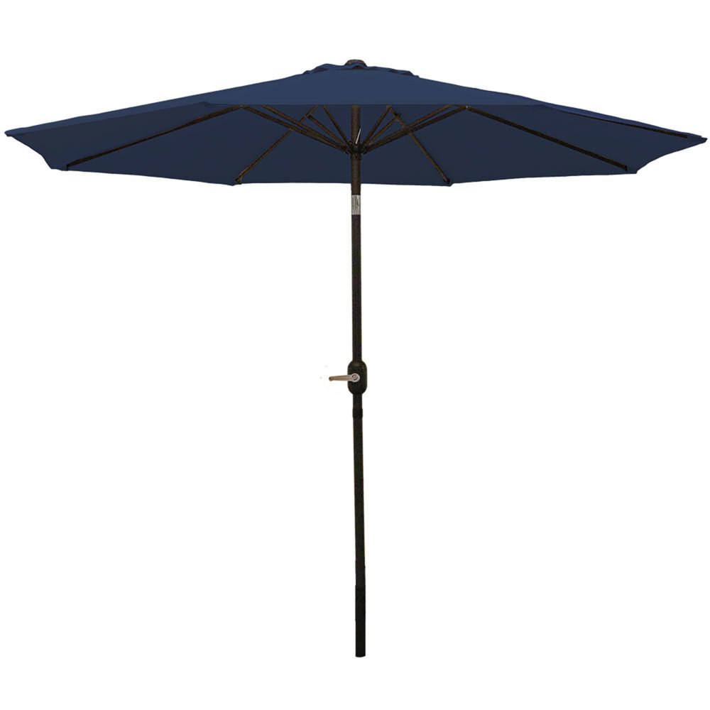 9' Dark Blue Polyester Octagonal Tilt Market Patio Umbrella