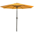 9' Gold Polyester Octagonal Tilt Market Patio Umbrella on a white background