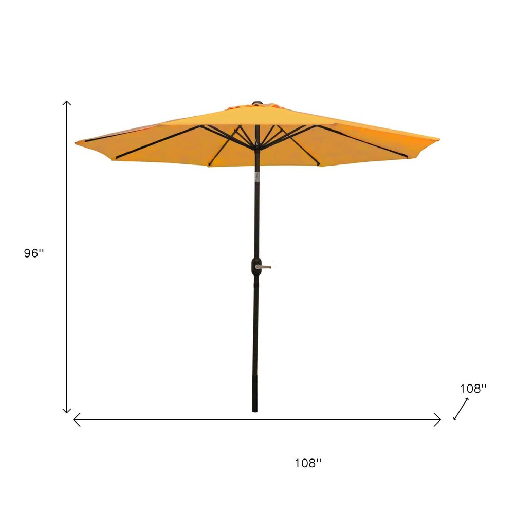 9' Gold Polyester Octagonal Tilt Market Patio Umbrella on a white background