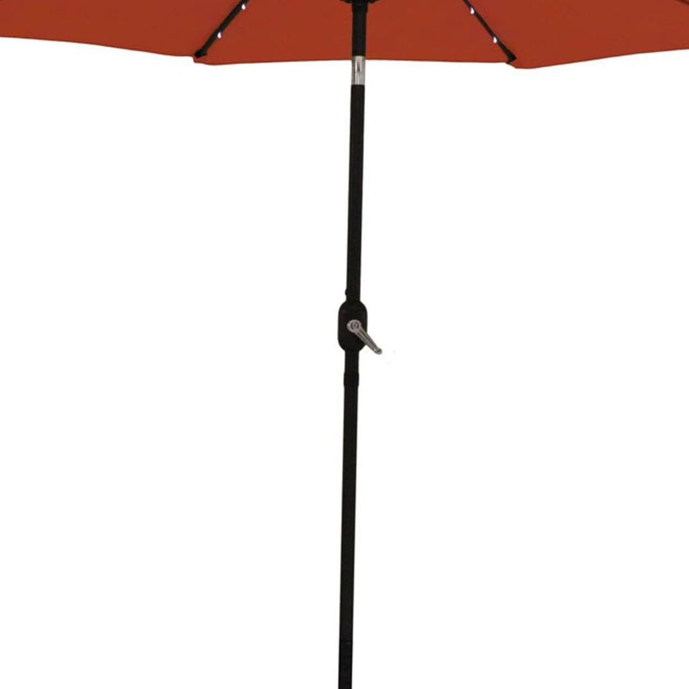 9' Orange Polyester Octagonal Tilt Lighted Market Patio Umbrella