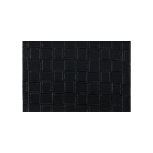 18" Set of Four Black Basketweave Faux Leather Placemats