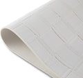 18" Set of Four White Basketweave Faux Leather Placemats. Dining linen in white faux leather.