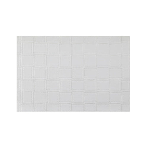 18" Set of Four White Basketweave Faux Leather Placemats