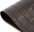 18" Set of Four Espresso Basketweave Faux Leather Placemats. Dining linen in charcoal faux leather.