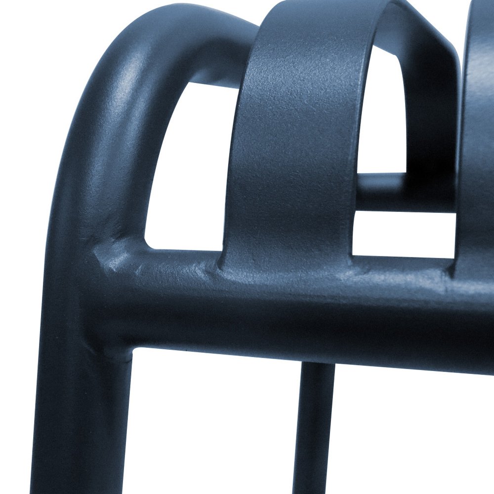 Set of Two 30" Dark Blue Steel Backless Bar Height Bar Chairs