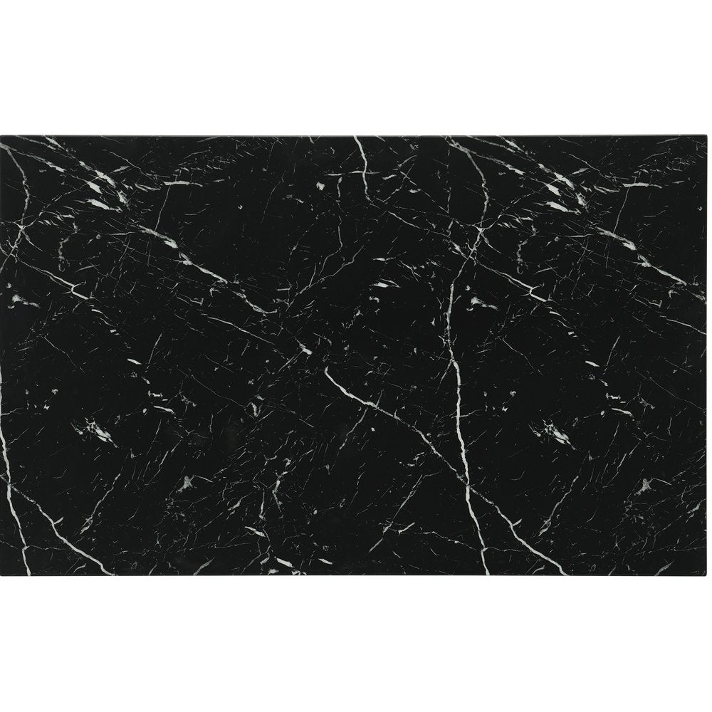 Five Piece Black Faux Marble Dining Set with Four Chairs