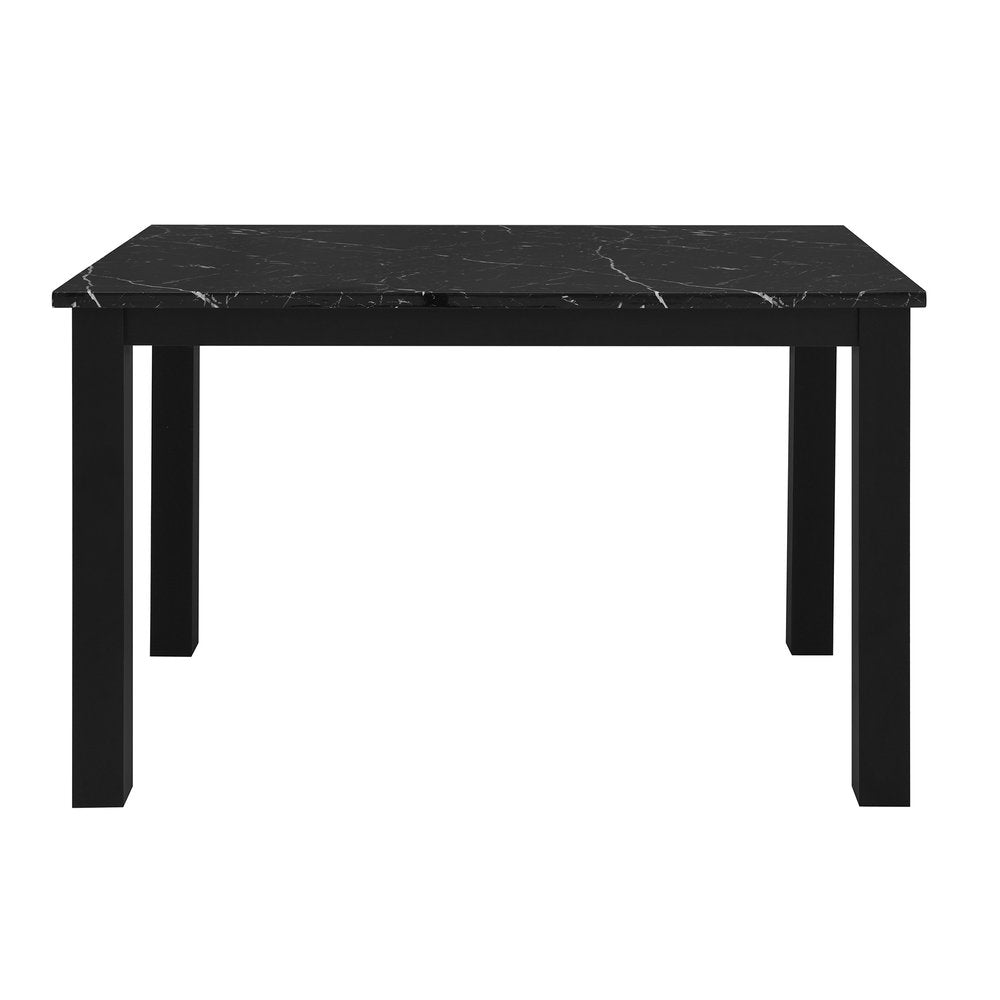 Five Piece Black Faux Marble Dining Set with Four Chairs
